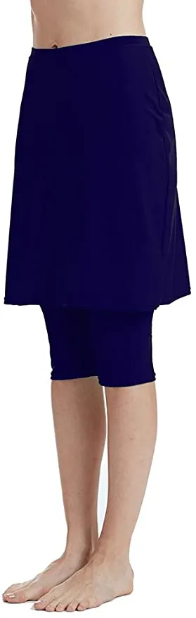 New LOKTARC Women's Long Swim Skort with Leggings, Black, Sz XXL! UPF 50 for protection against the sun on the beach.