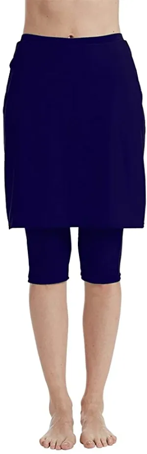 New LOKTARC Women's Long Swim Skort with Leggings, Black, Sz XXL! UPF 50 for protection against the sun on the beach.