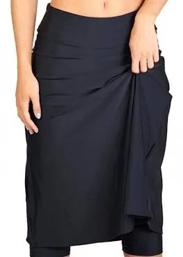 New LOKTARC Women's Long Swim Skort with Leggings, Black, Sz XXL! UPF 50 for protection against the sun on the beach.