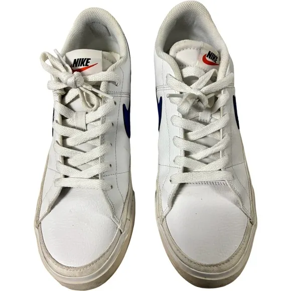 Nike Court Legacy CU4150-101 Men's shoes white blue leather  Low Top Size 9.5
