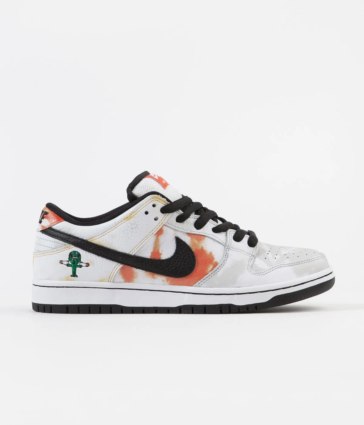 Nike SB 'Raygun Tie-Dye' Dunk Low Pro Shoes - White / Black - Orange Flash - Del Sol
