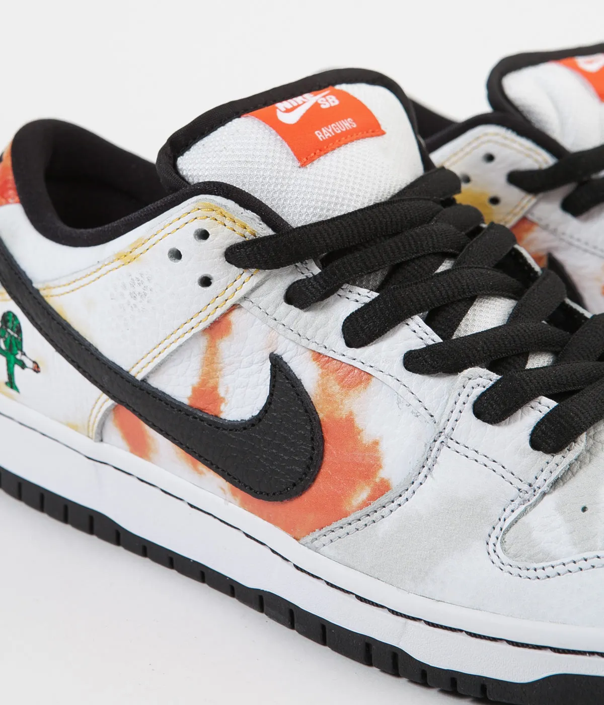 Nike SB 'Raygun Tie-Dye' Dunk Low Pro Shoes - White / Black - Orange Flash - Del Sol