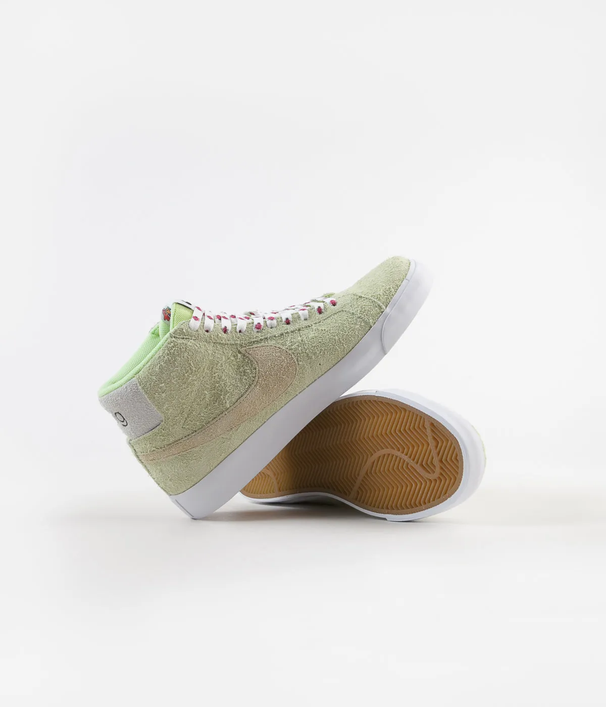 Nike SB x Frog Skateboards Blazer Mid Shoes - Light Liquid Lime / Lawn - White - Light Crimson