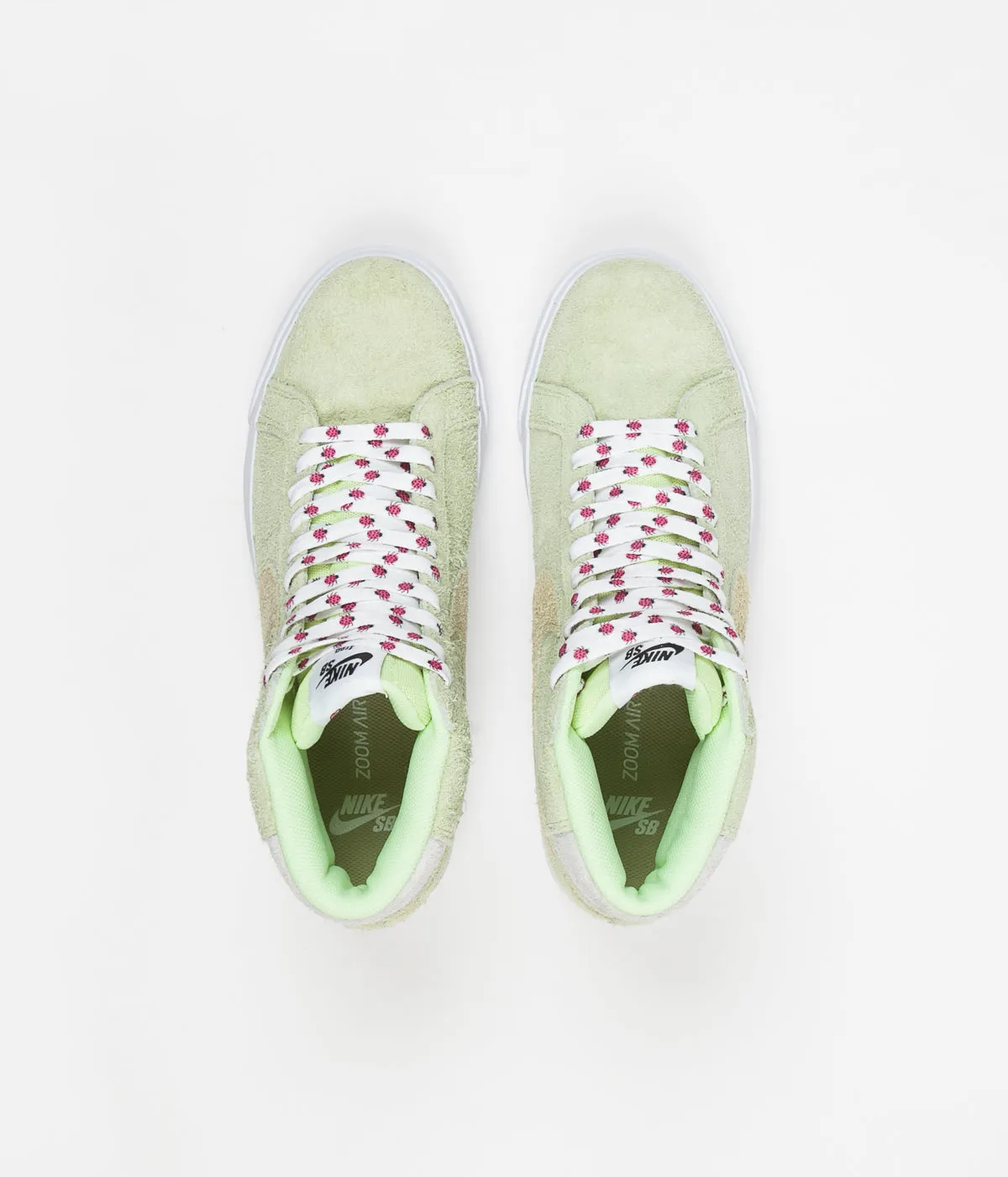 Nike SB x Frog Skateboards Blazer Mid Shoes - Light Liquid Lime / Lawn - White - Light Crimson