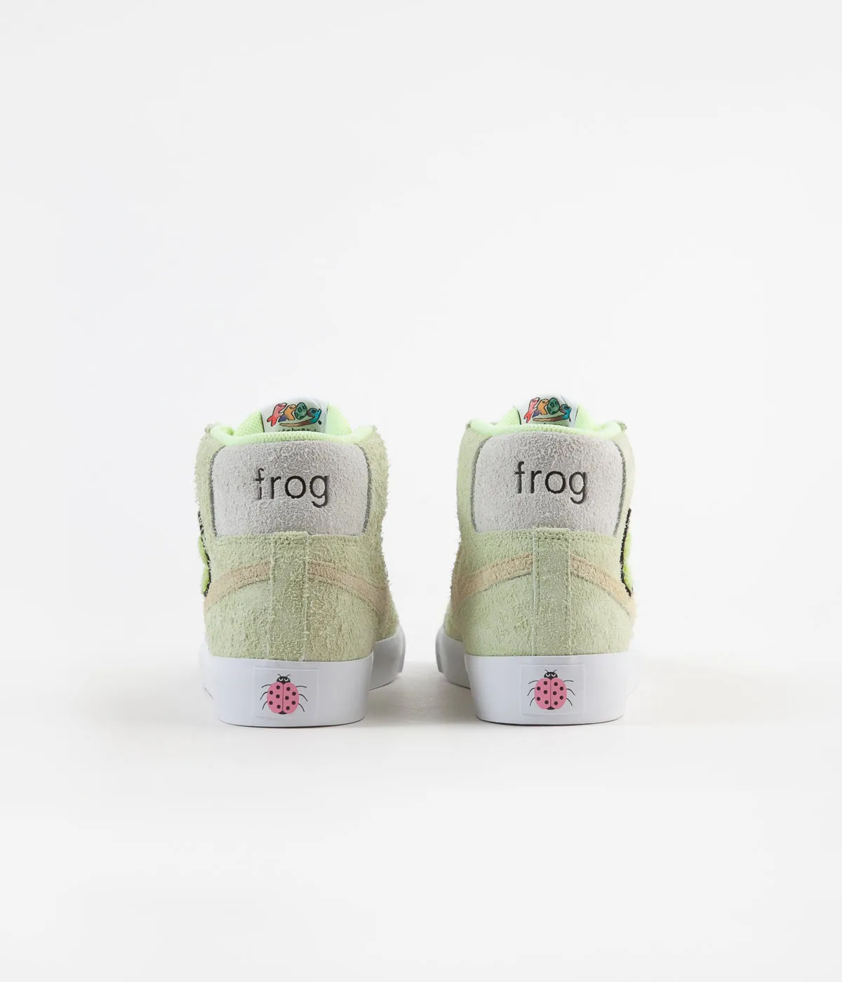Nike SB x Frog Skateboards Blazer Mid Shoes - Light Liquid Lime / Lawn - White - Light Crimson
