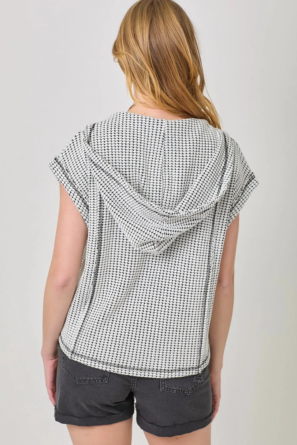 Notched V-Neck Oversized Hoodie Top