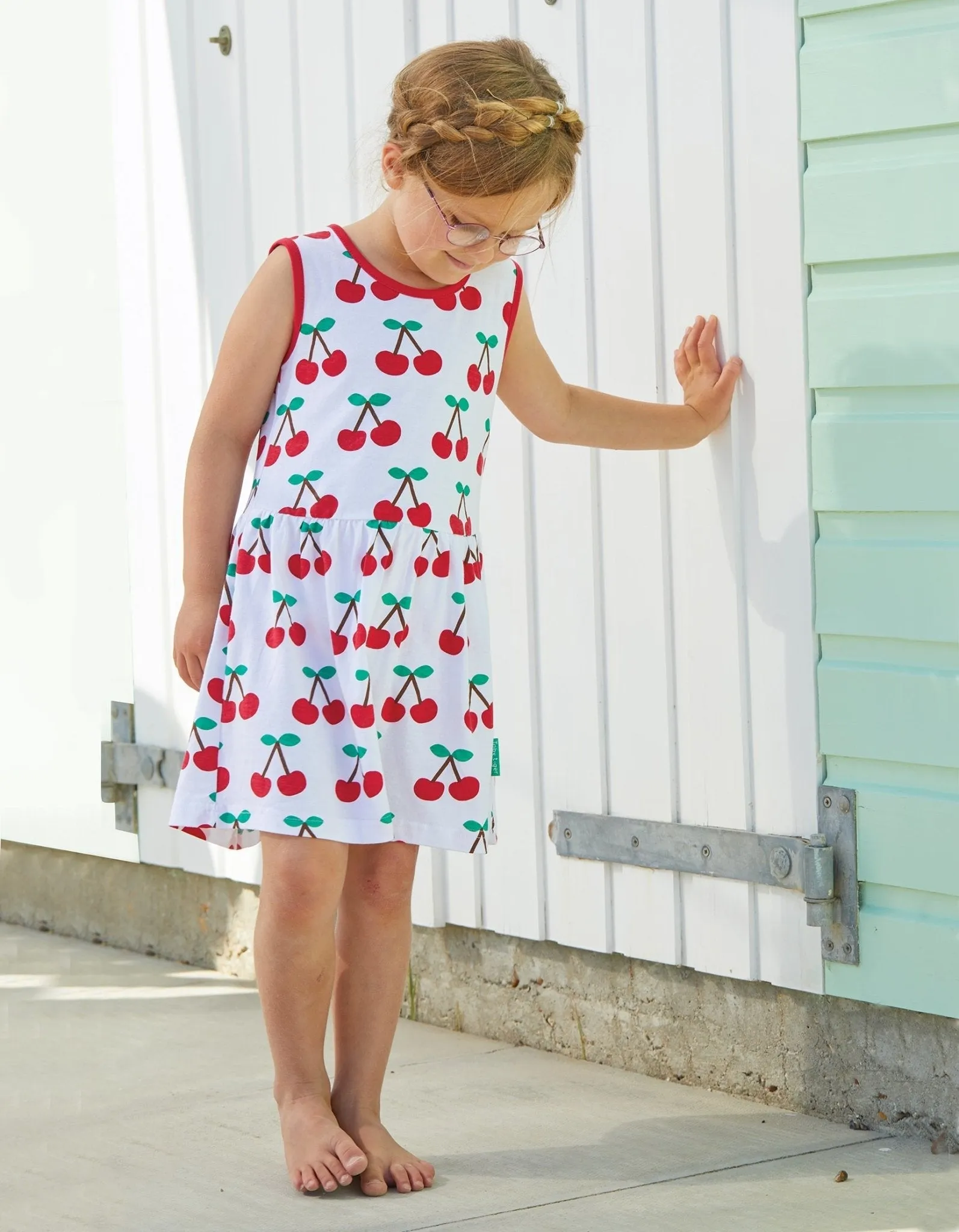Organic Cherry Print Summer Dress