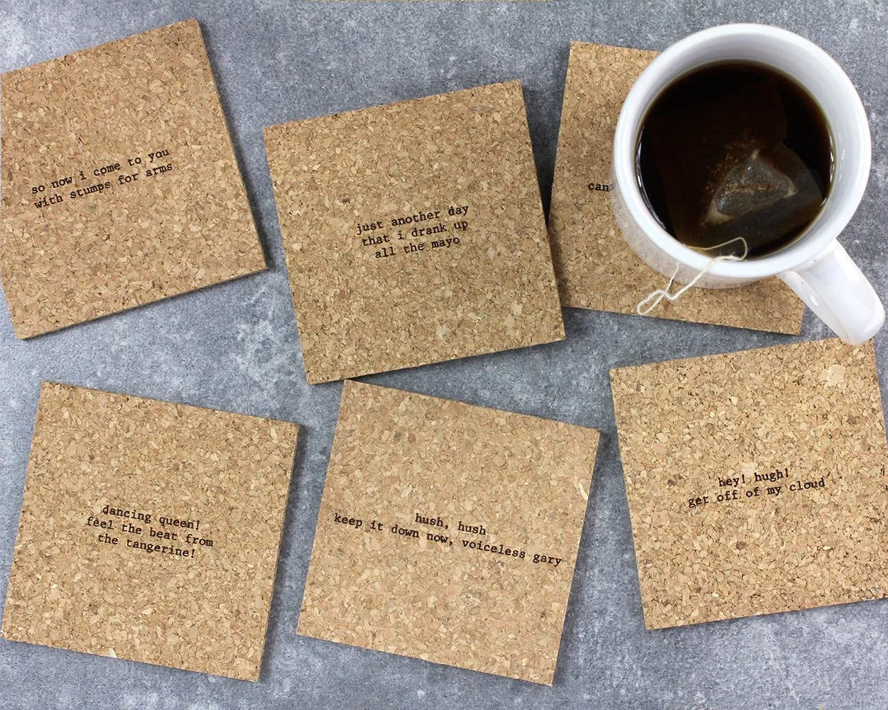 Original Lyrics: Set of Six Custom Mistaken Lyrics Coasters