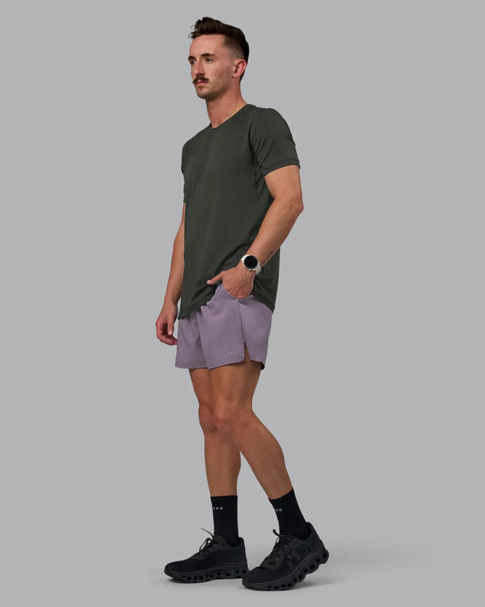 Pace Lined Performance Short  5" - Purple Sage