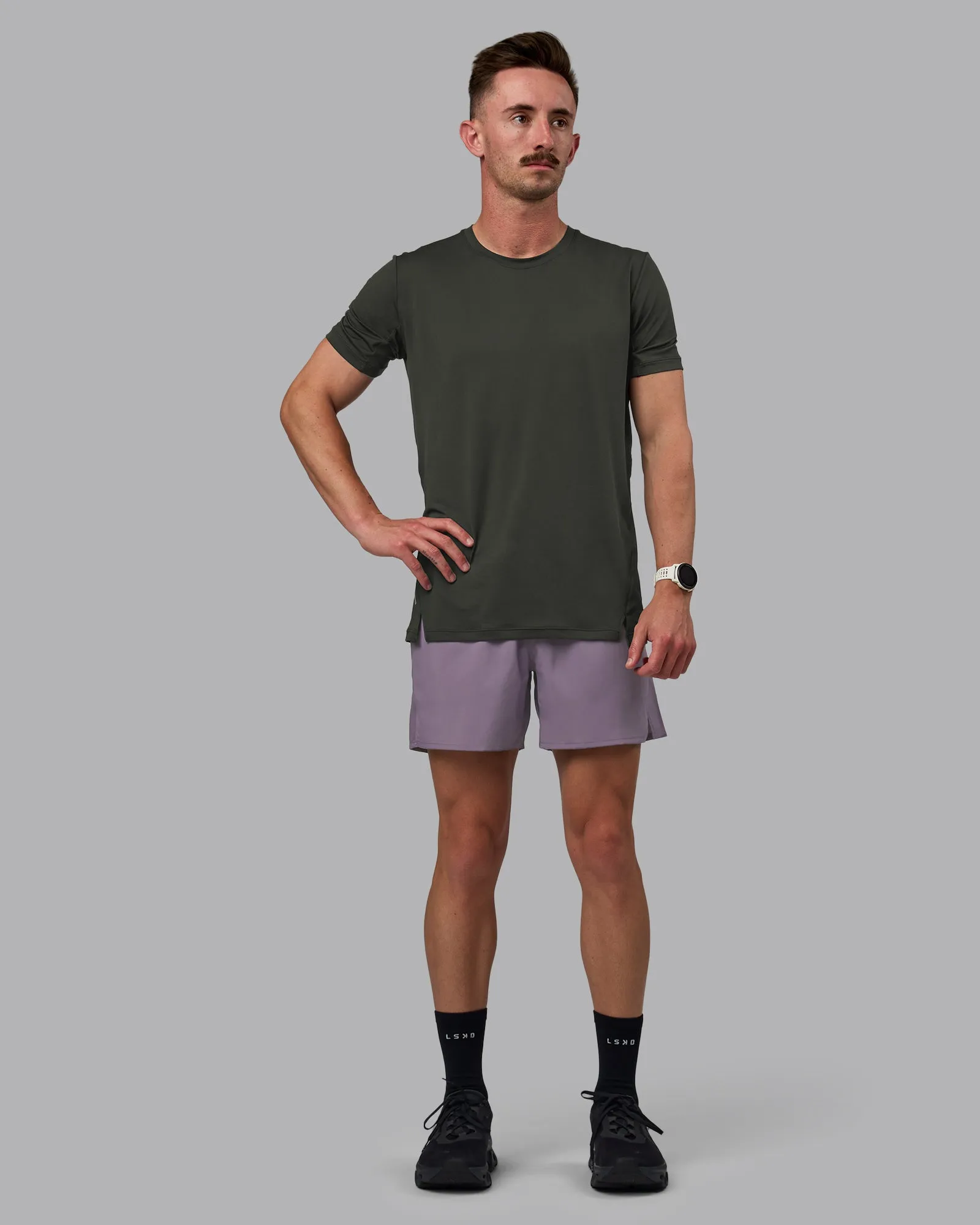 Pace Lined Performance Short  5" - Purple Sage