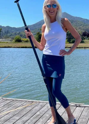 Peacock Teal Skirted Leggings Mid-Calf Length