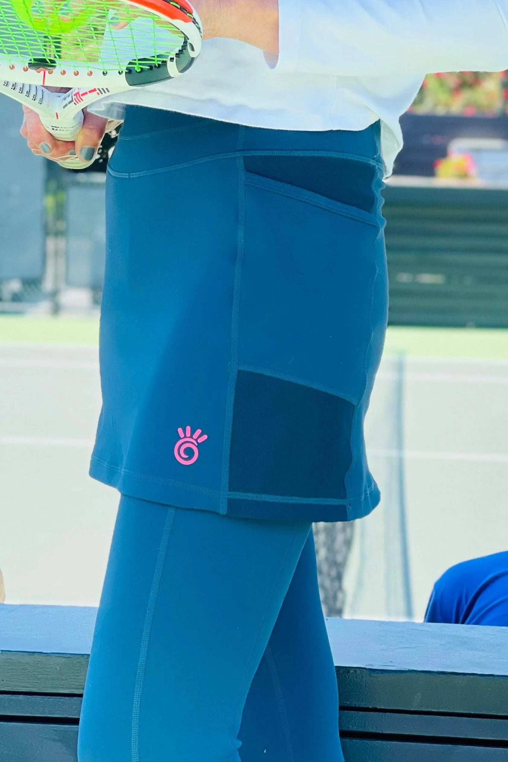 Peacock Teal Skirted Leggings Mid-Calf Length