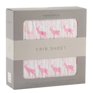 Pink Deer Crib Sheet