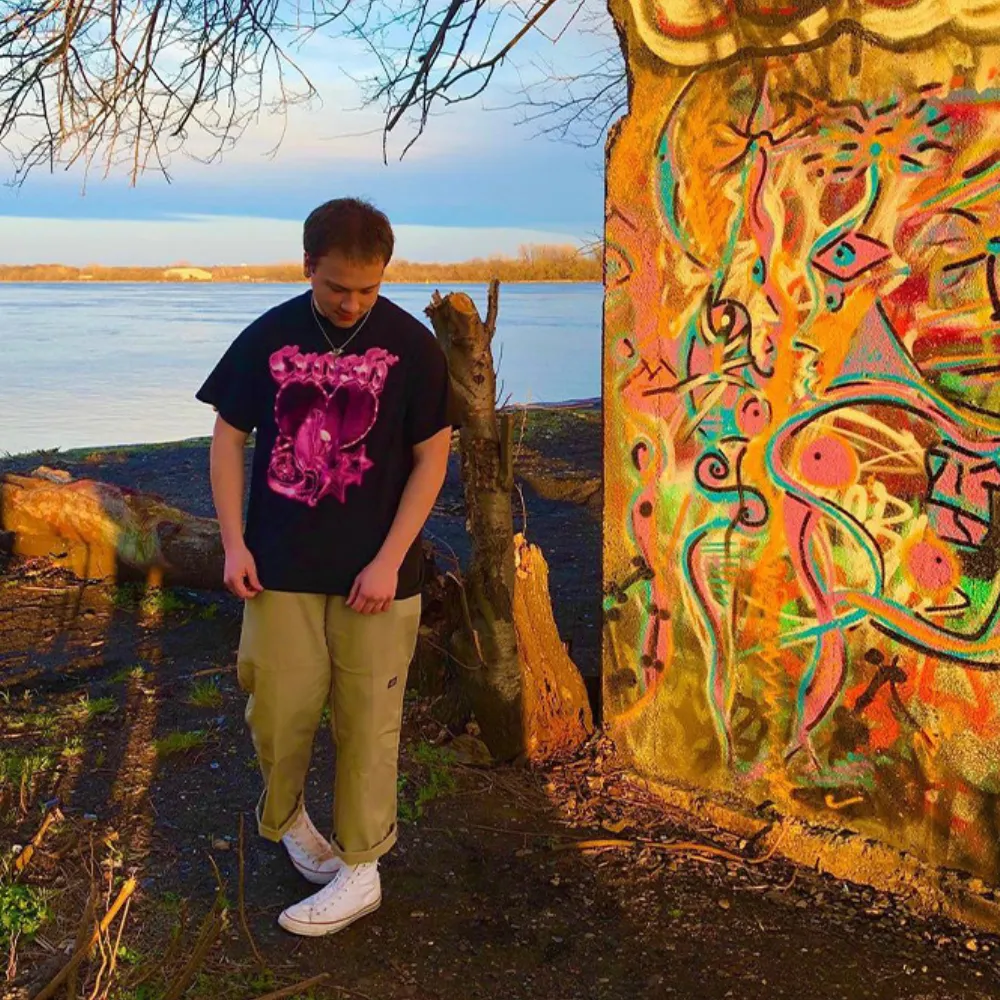 Pink Thumping Heart Print T-Shirt