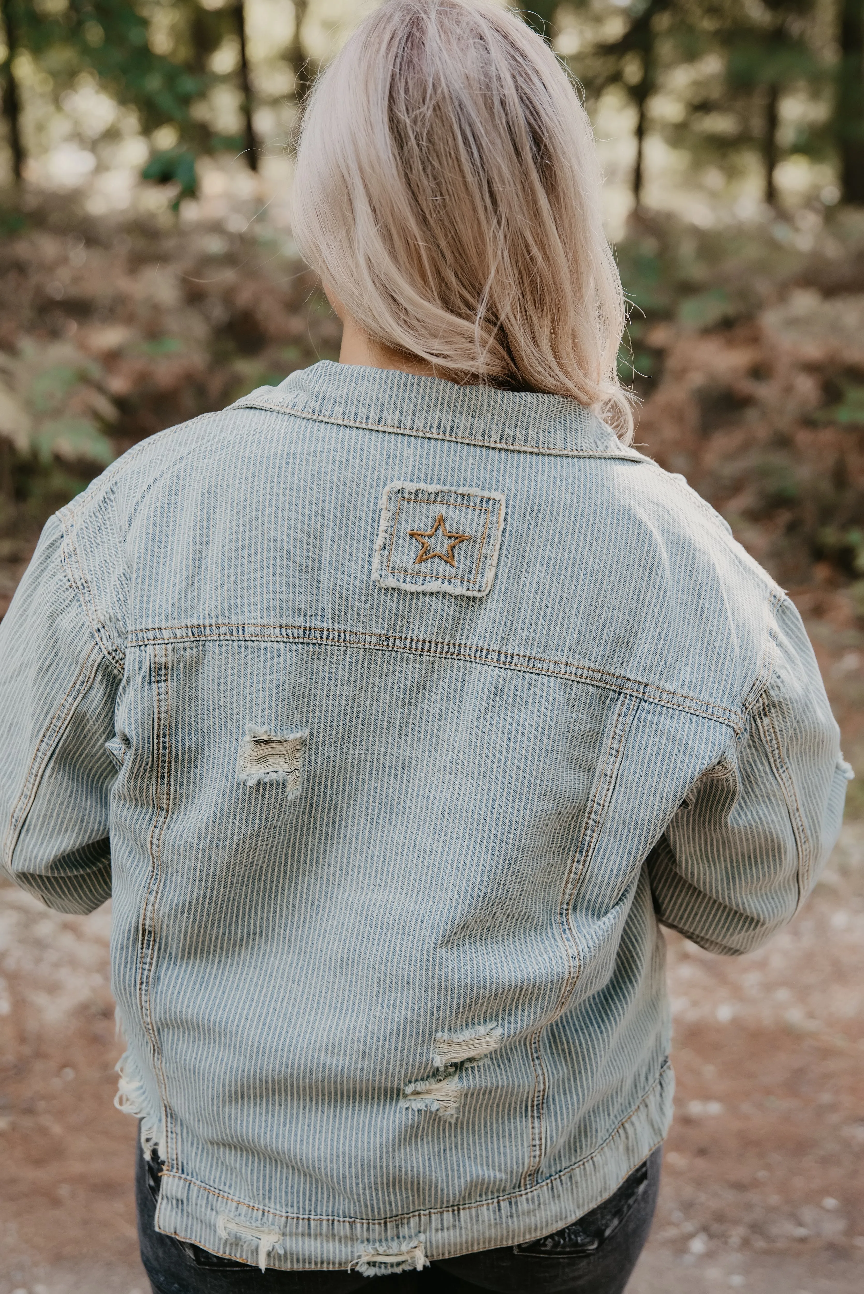 Pinstripe Denim Jacket *FINAL SALE*