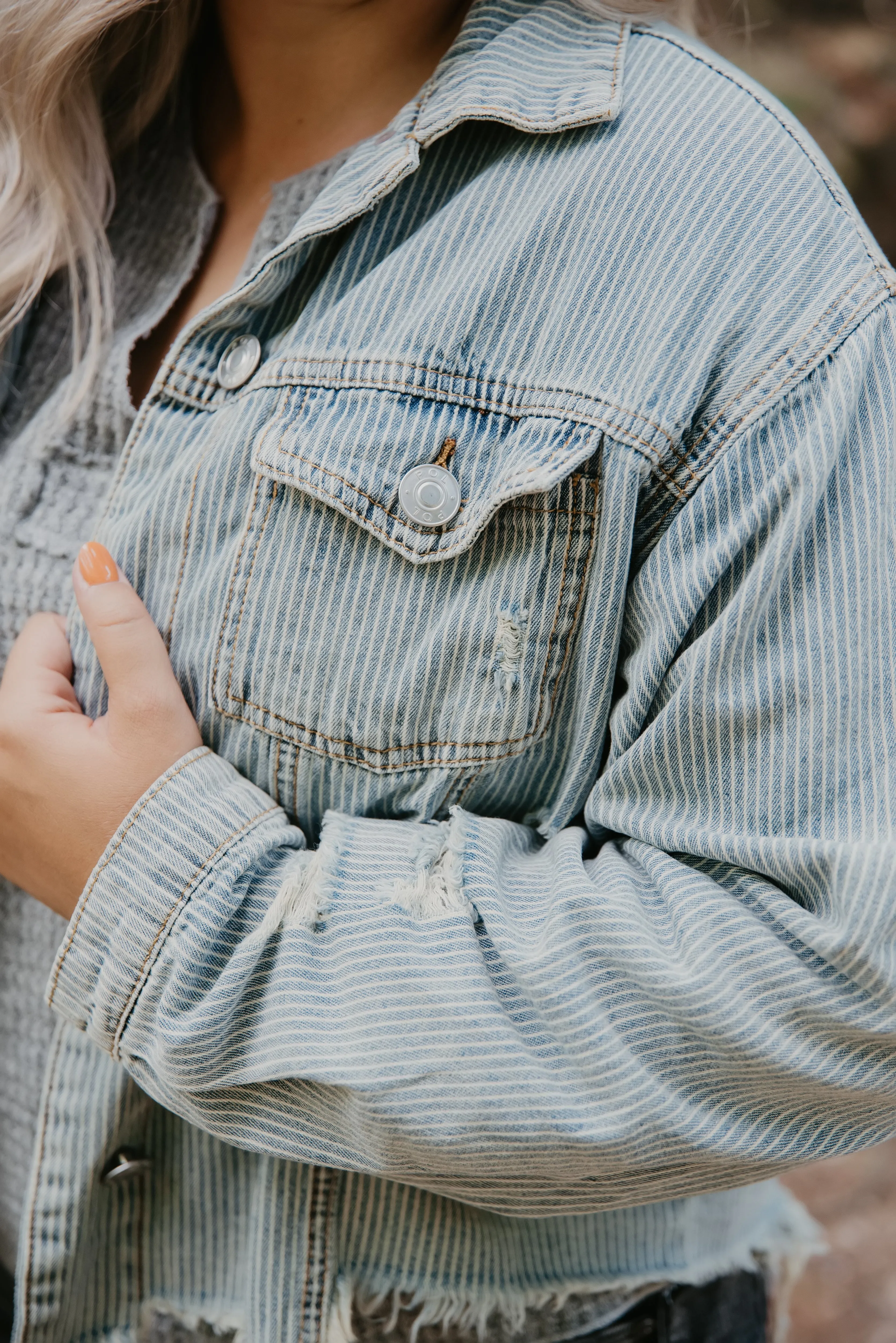 Pinstripe Denim Jacket *FINAL SALE*
