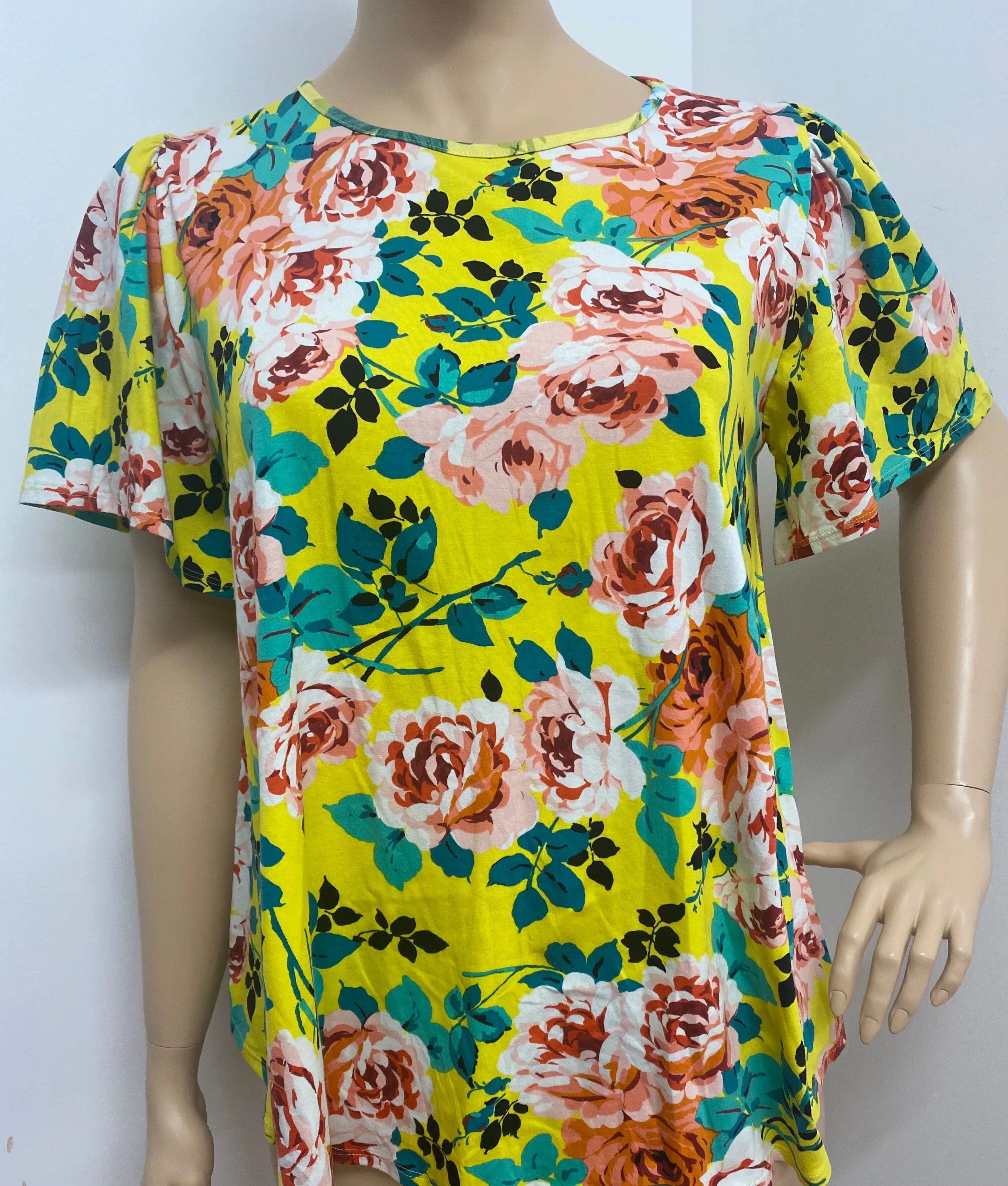 Plus Size Yellow Floral Print Tunic