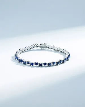 Princess Staggered Dark Blue Sapphire Tennis Bracelet