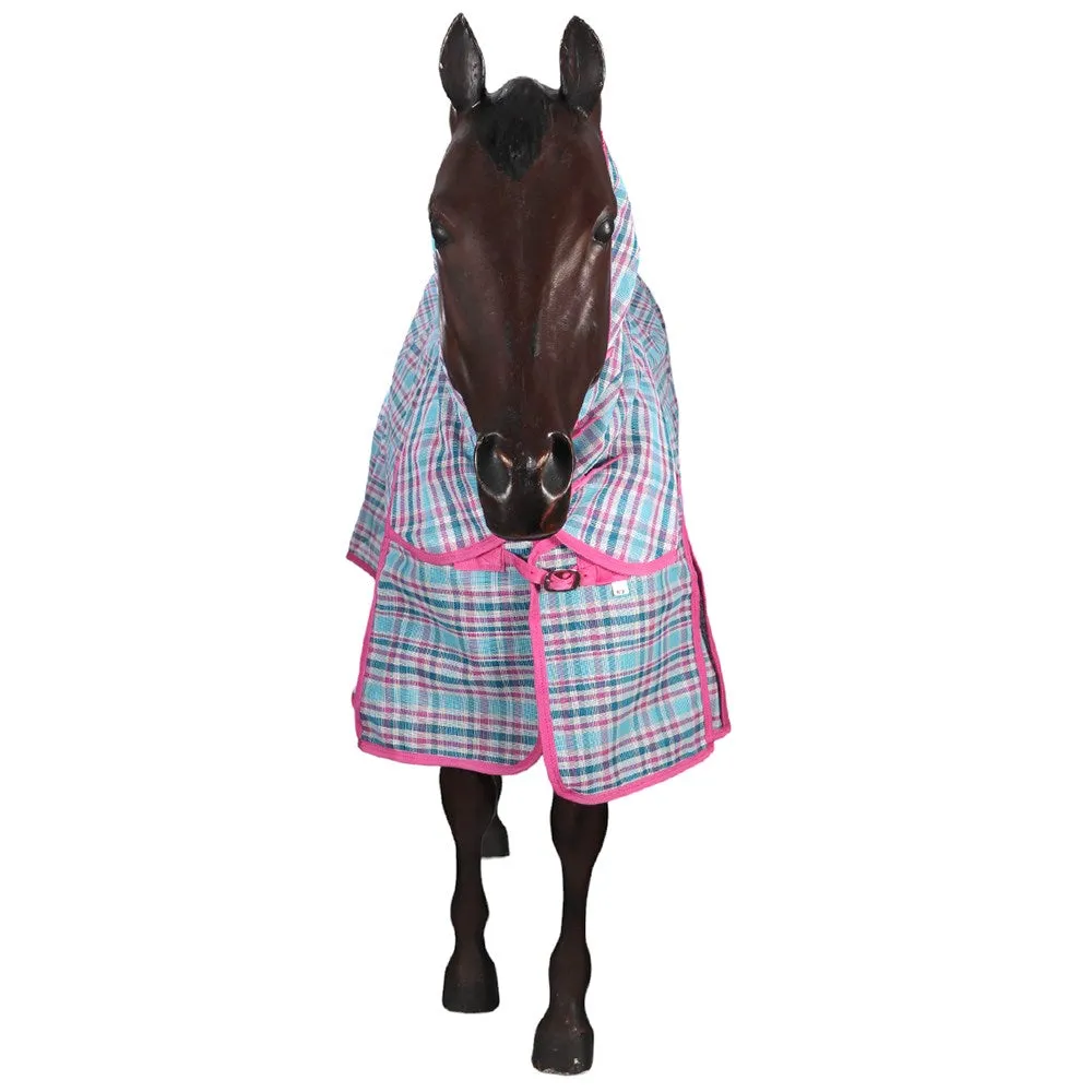 PVC Shade Mesh Horse Rug Combo Ice Blue & Pink