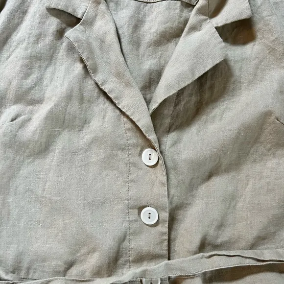 QUINCE european linen button front shirt dress beige driftwood size L