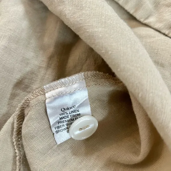 QUINCE european linen button front shirt dress beige driftwood size L