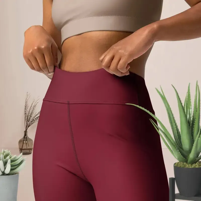 Red Floral Blossom Yoga Workout Leggings