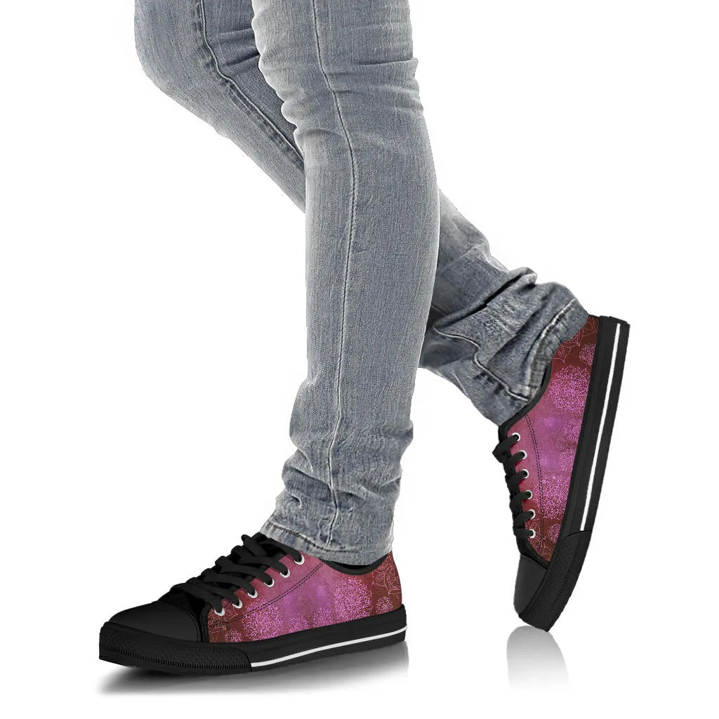 Red Pink Mandala Peace - Low Top Sneakers Shoes
