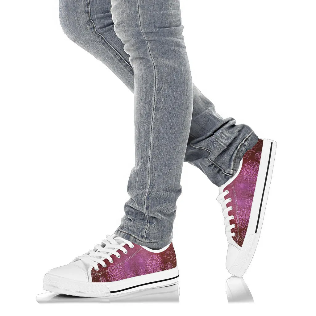 Red Pink Mandala Peace - Low Top Sneakers Shoes
