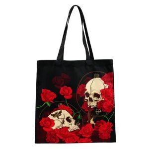 Reusuable  Tote Shopping Bag - Skulls and Roses