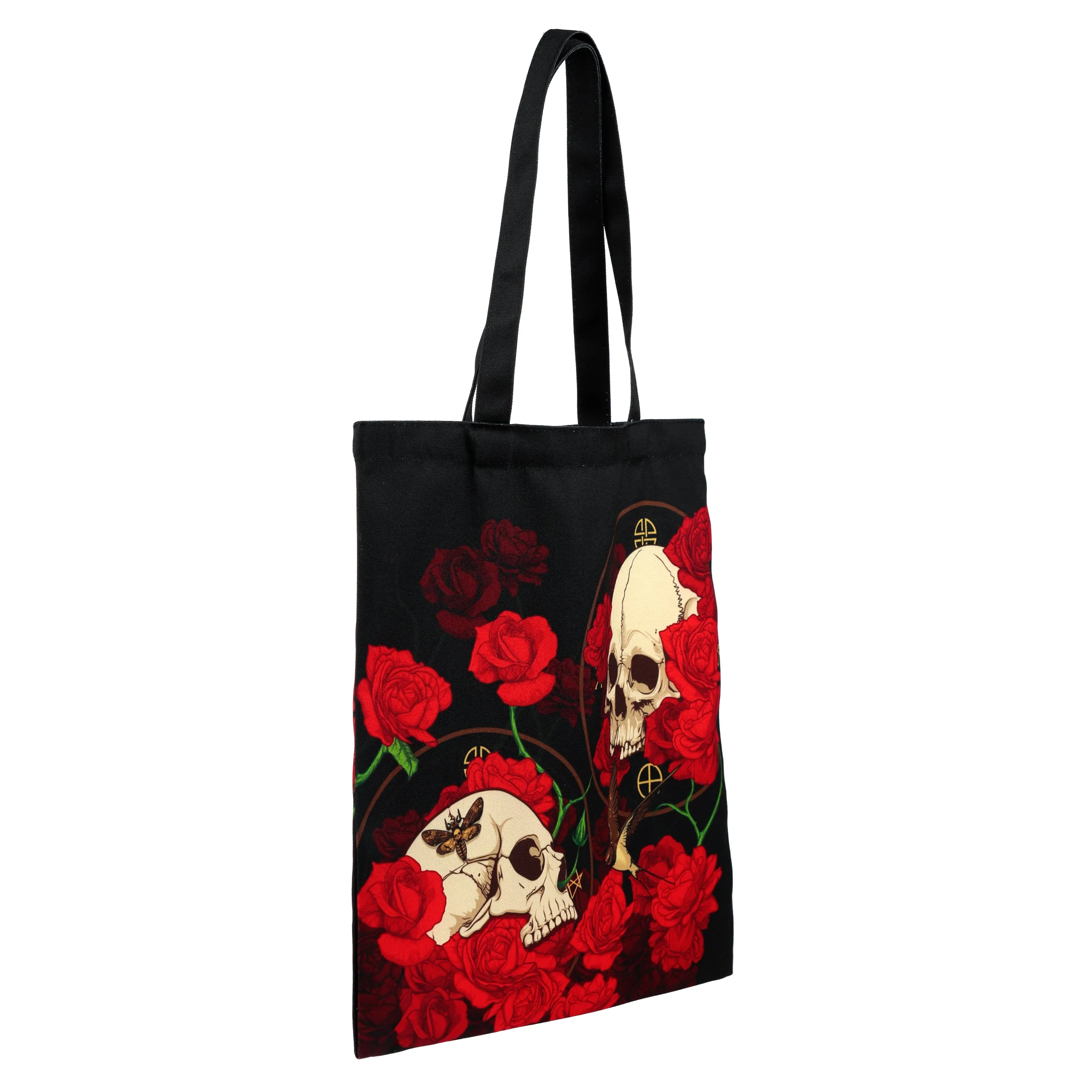 Reusuable  Tote Shopping Bag - Skulls and Roses