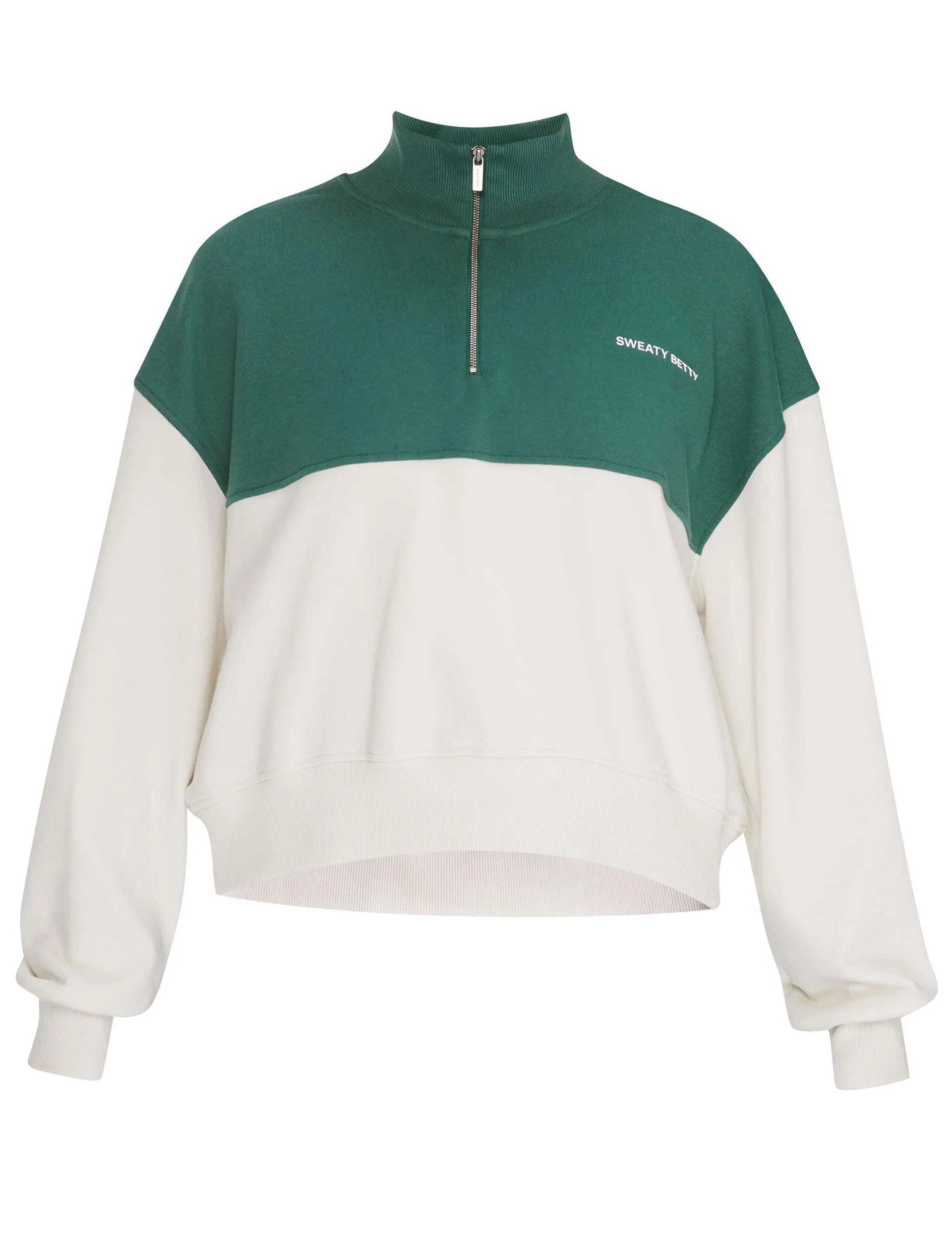 Revive Crop Half Zip - Glade Green Colour Block