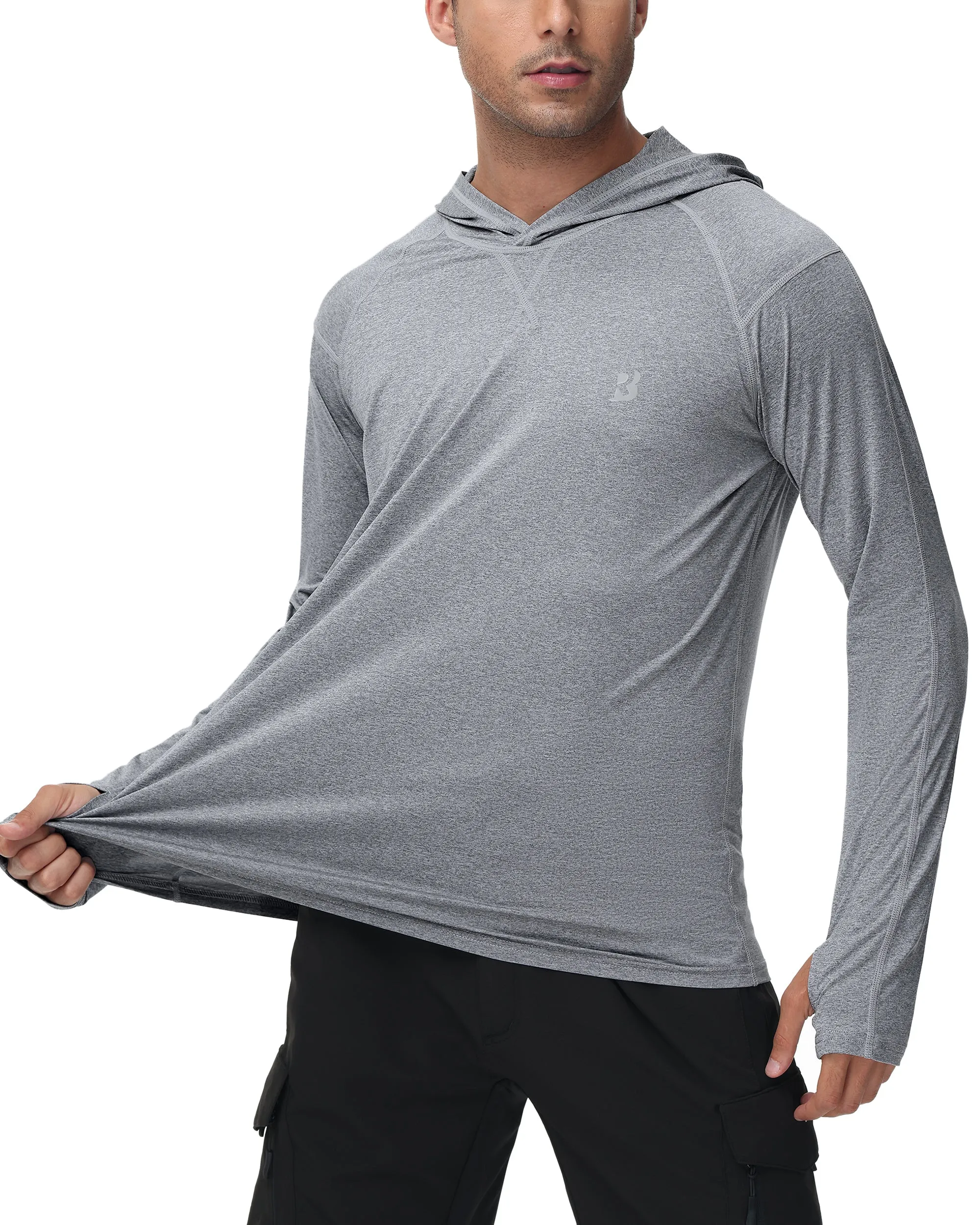 Roadbox UPF 50  Fishing Shirts for Men Long Sleeve UV Sun Protection Hoodie Outdoor Hiking Shirts