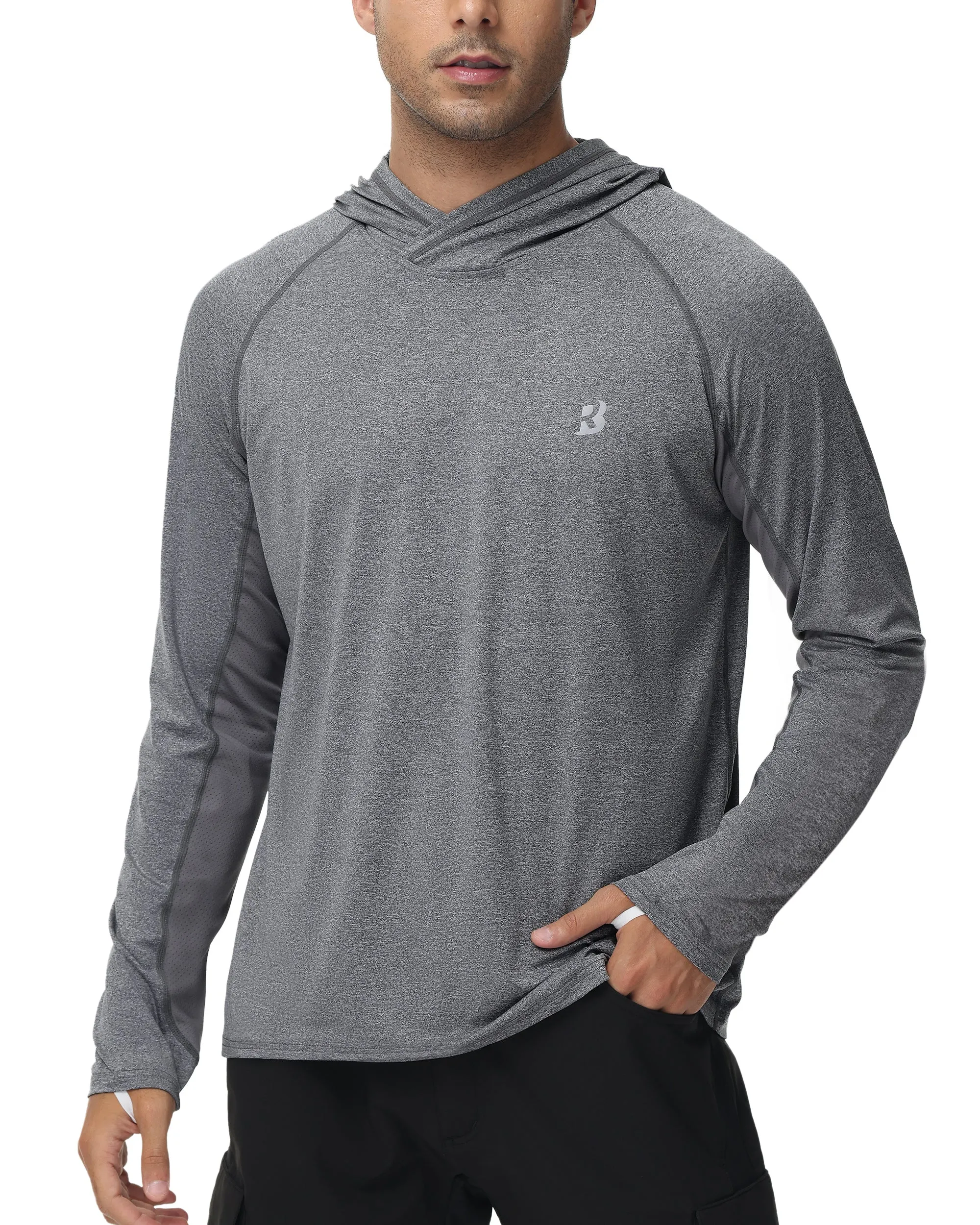 Roadbox UPF 50  Fishing Shirts for Men Long Sleeve UV Sun Protection Hoodie Outdoor Hiking Shirts