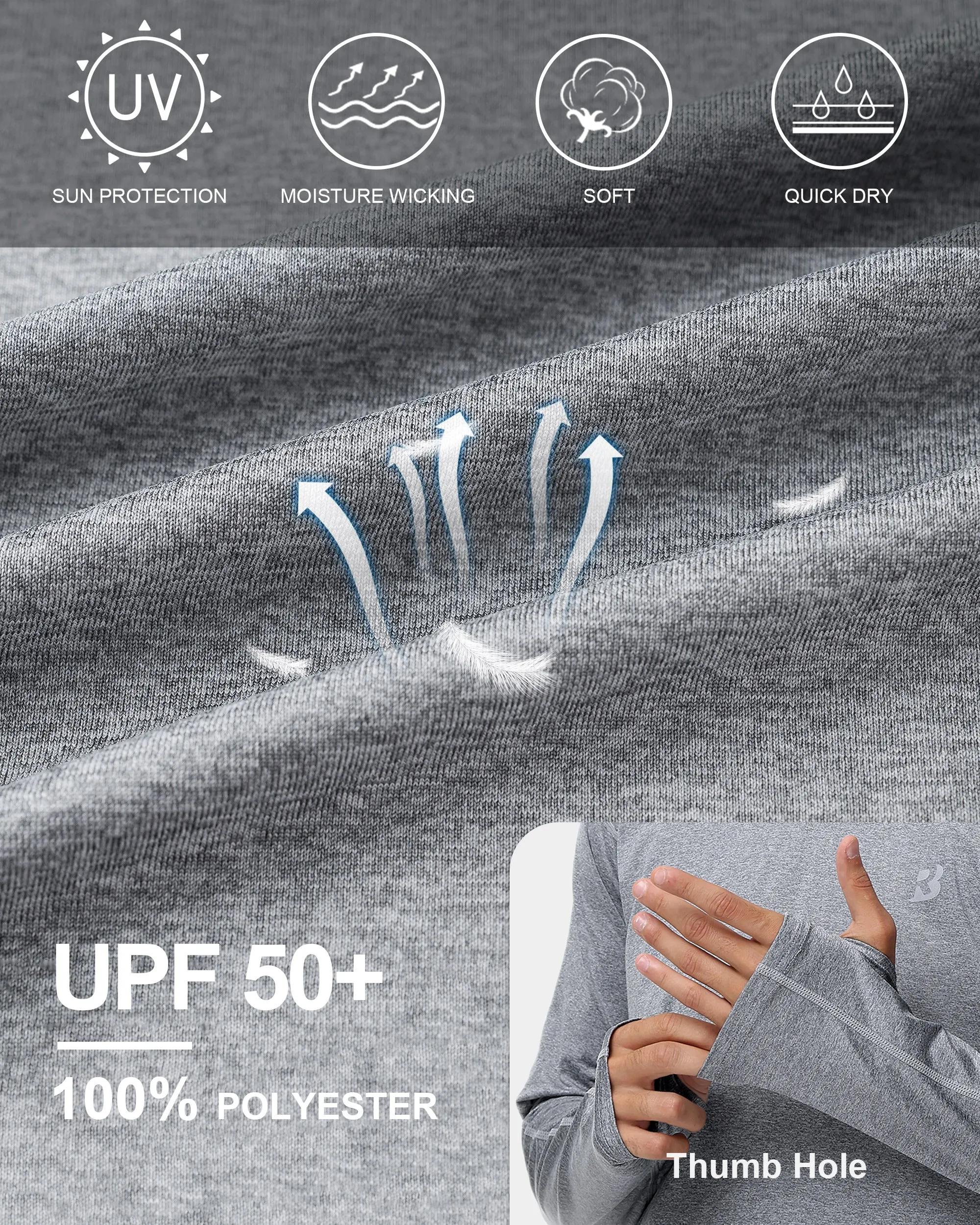 Roadbox UPF 50  Fishing Shirts for Men Long Sleeve UV Sun Protection Hoodie Outdoor Hiking Shirts