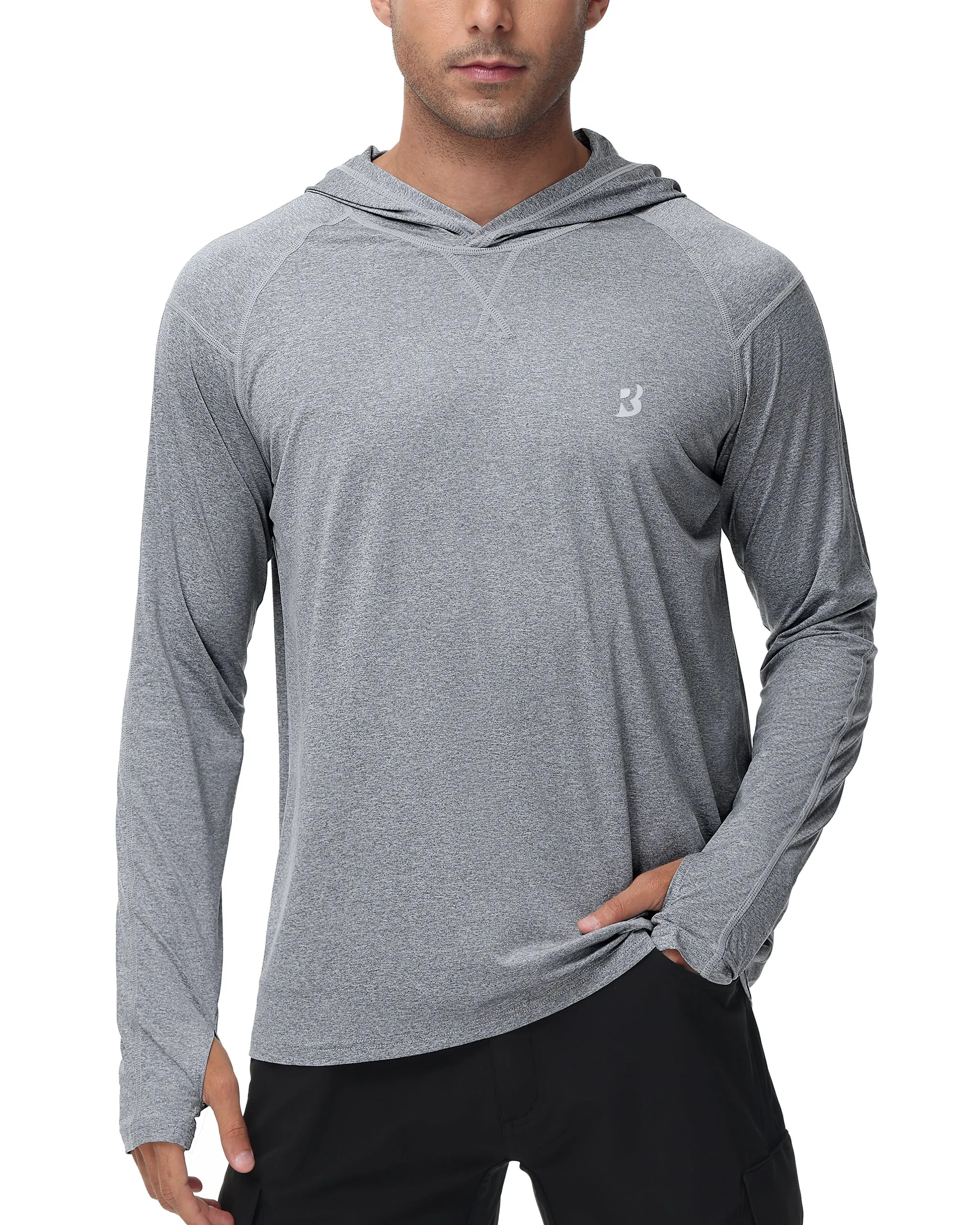 Roadbox UPF 50  Fishing Shirts for Men Long Sleeve UV Sun Protection Hoodie Outdoor Hiking Shirts
