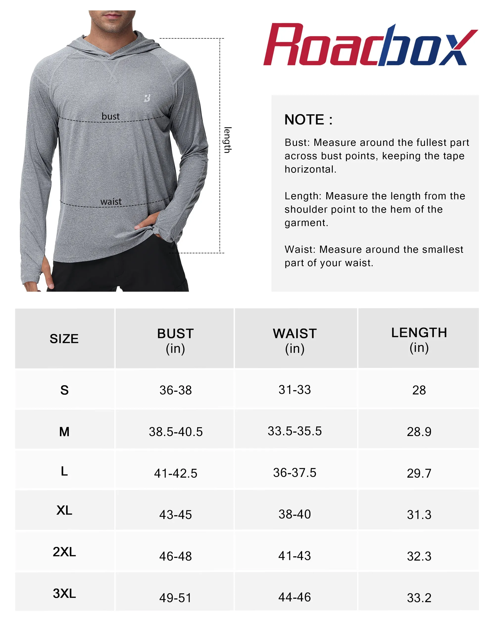 Roadbox UPF 50  Fishing Shirts for Men Long Sleeve UV Sun Protection Hoodie Outdoor Hiking Shirts