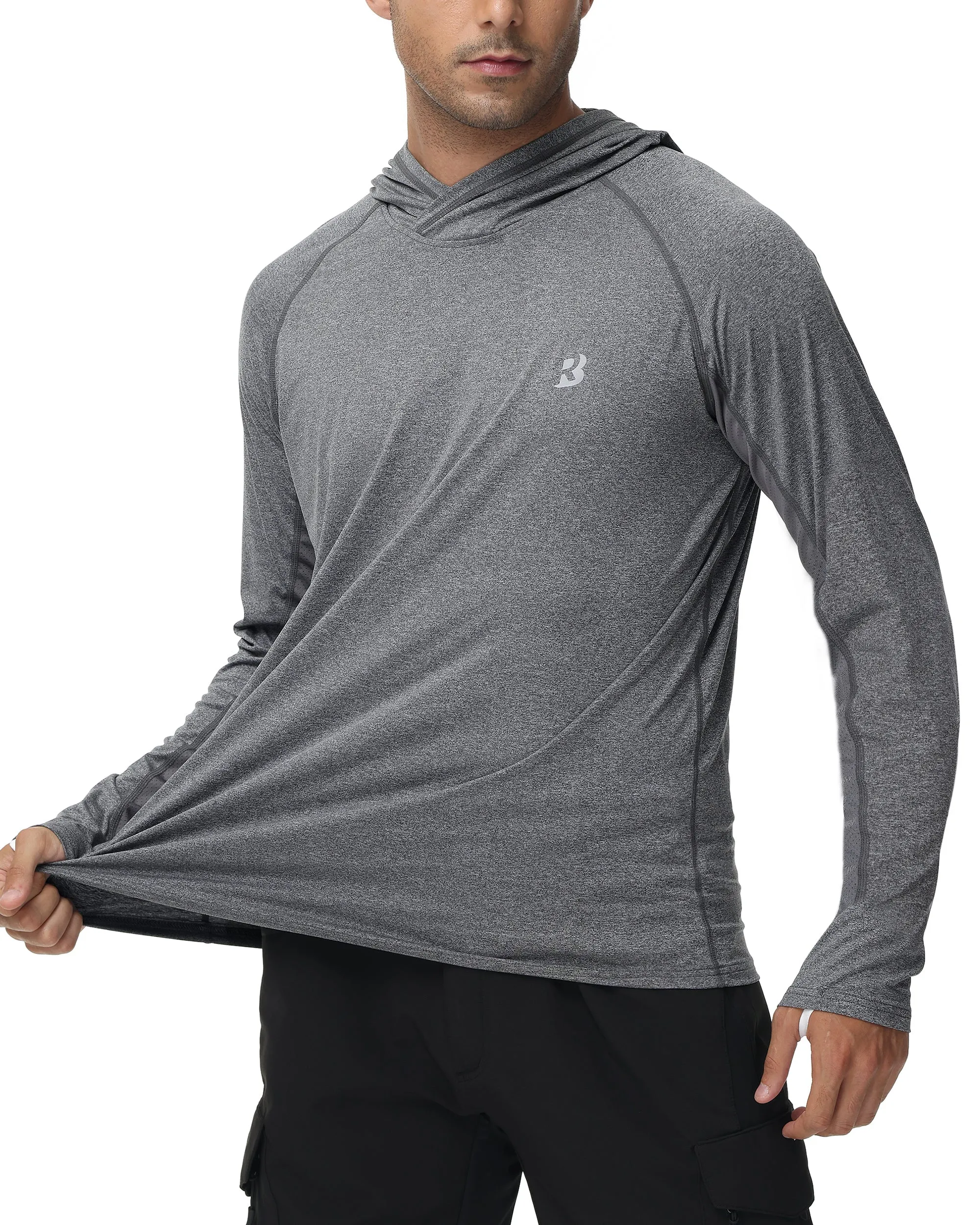 Roadbox UPF 50  Fishing Shirts for Men Long Sleeve UV Sun Protection Hoodie Outdoor Hiking Shirts