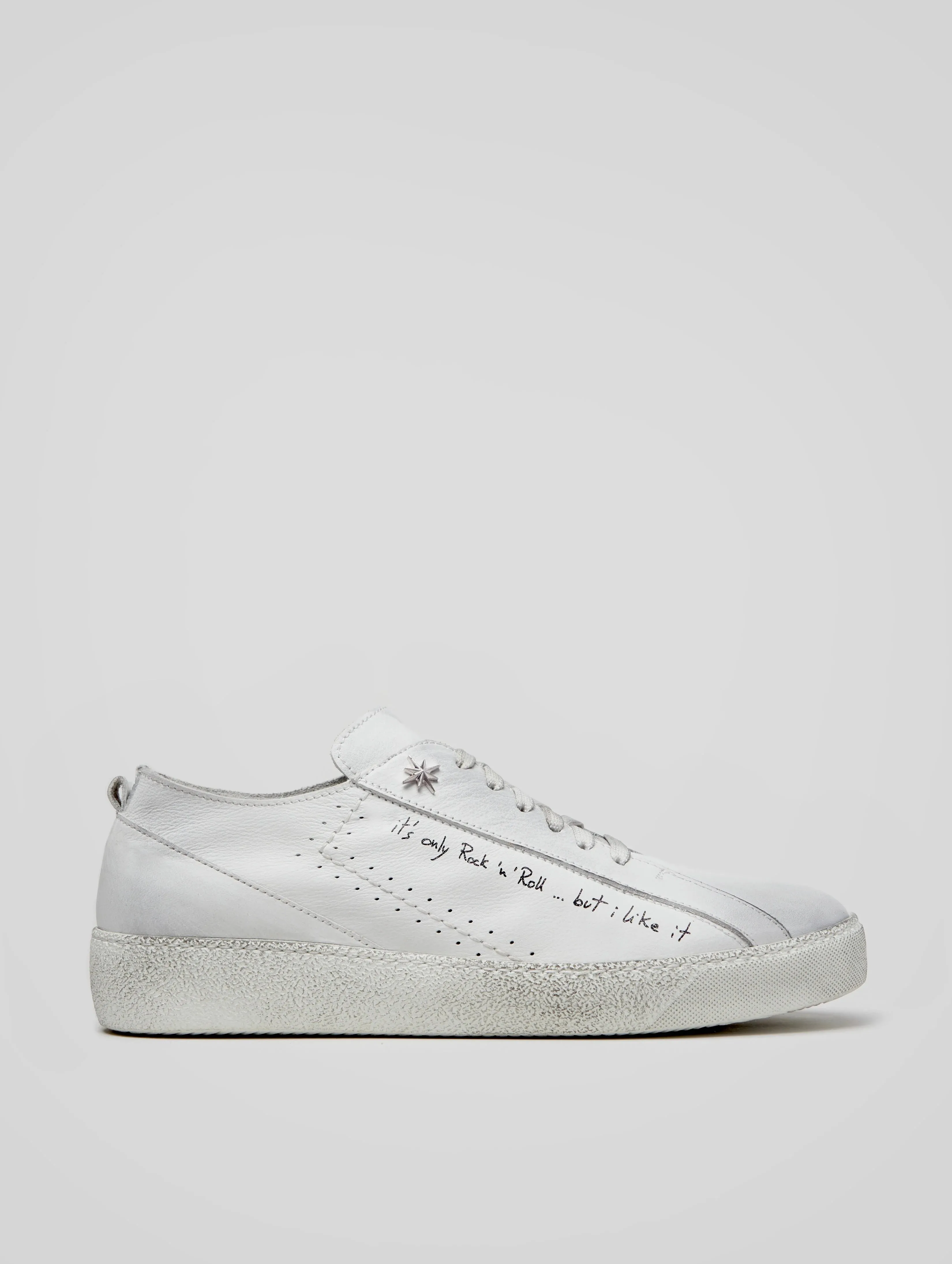 ROCKER SNEAKER LOW TOP IN DISTRESSED WHITE