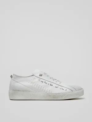 ROCKER SNEAKER LOW TOP IN DISTRESSED WHITE