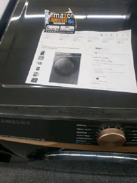 Samsung - 7.5 Cu. Ft. Stackable Smart Electric Dryer with Steam and Sensor Dry - Brushed Black - display_model