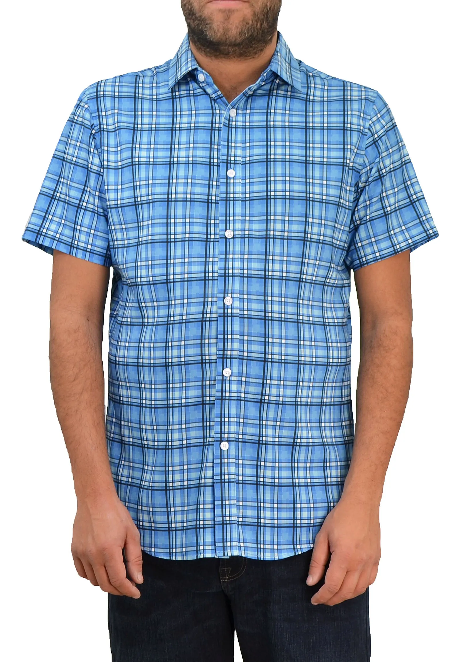 Save the Ocean Large Plaid Short Sleeve Casual Shirt