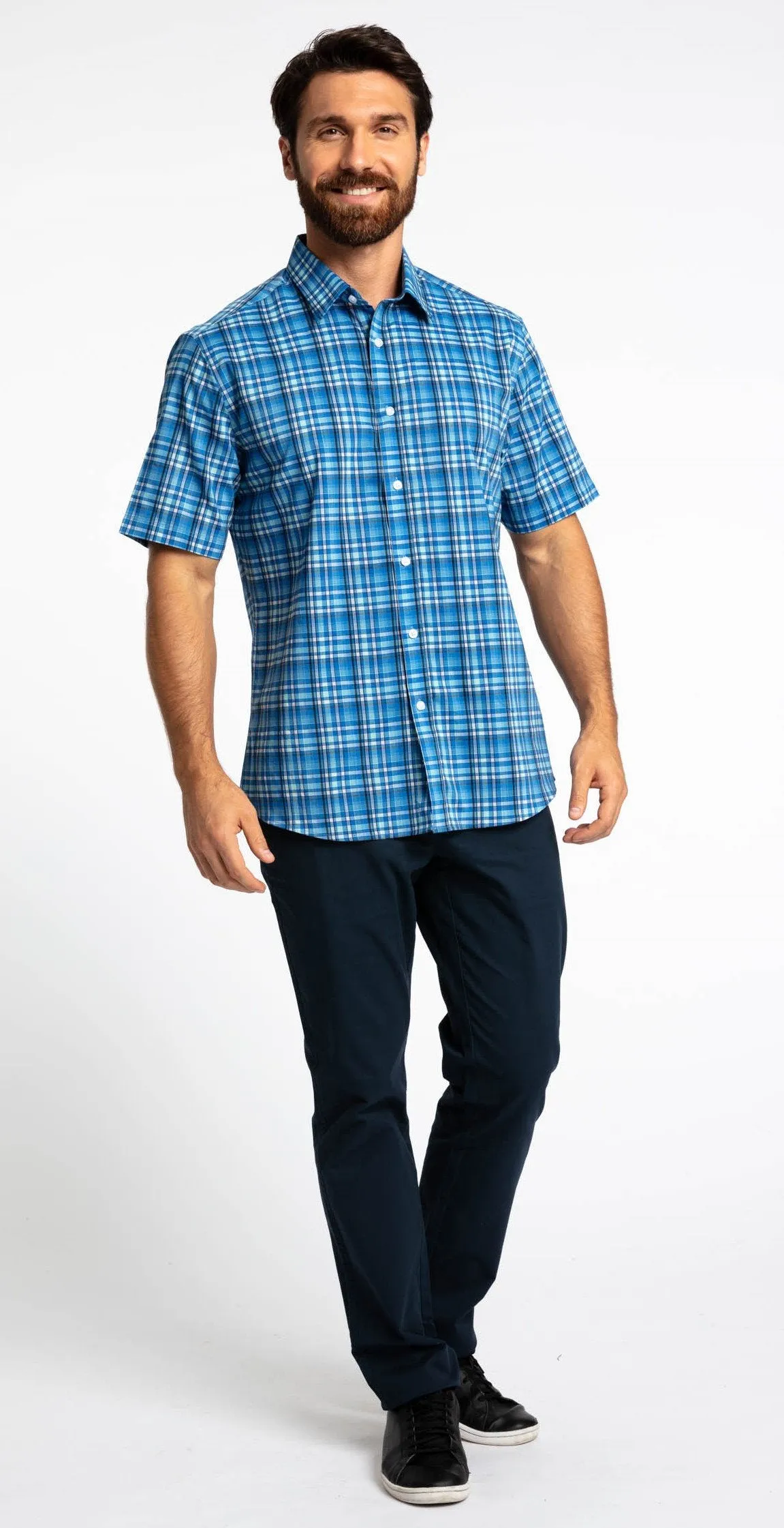 Save the Ocean Large Plaid Short Sleeve Casual Shirt