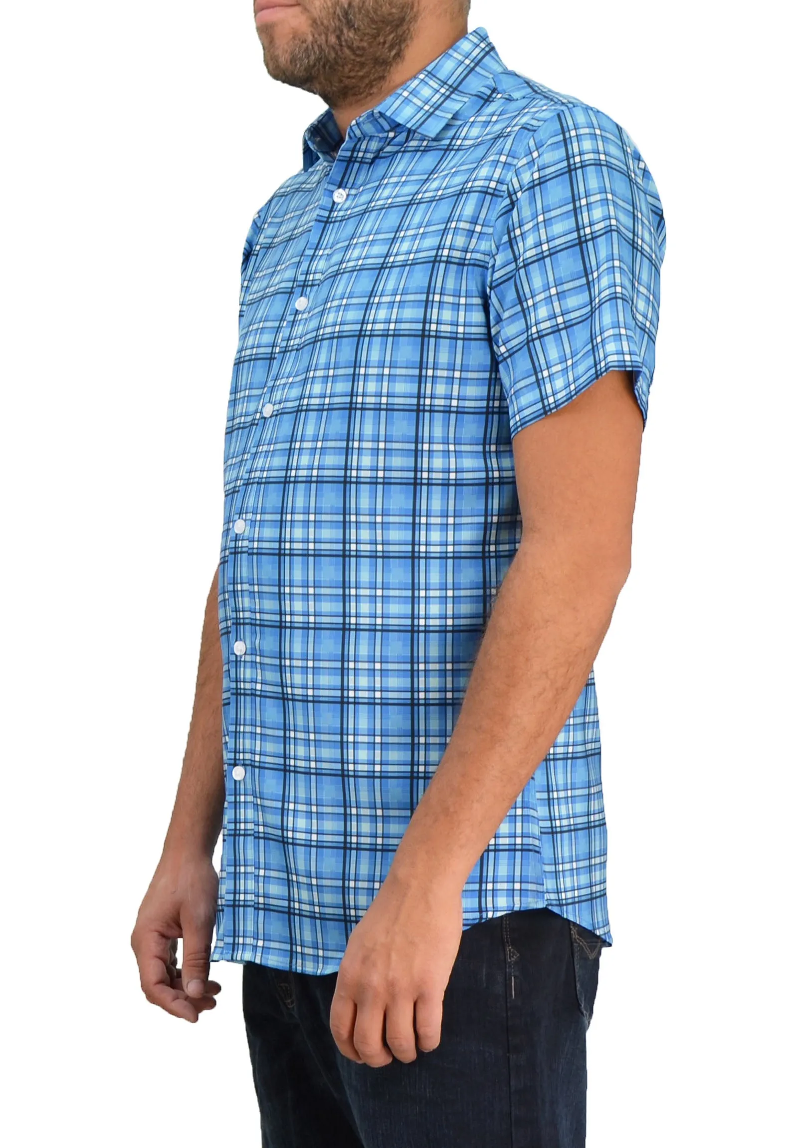 Save the Ocean Large Plaid Short Sleeve Casual Shirt