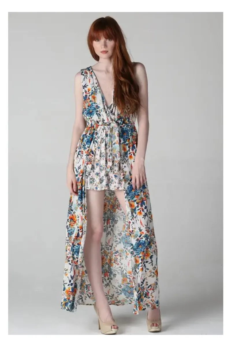 Sleeveless Romper with Attached Duster