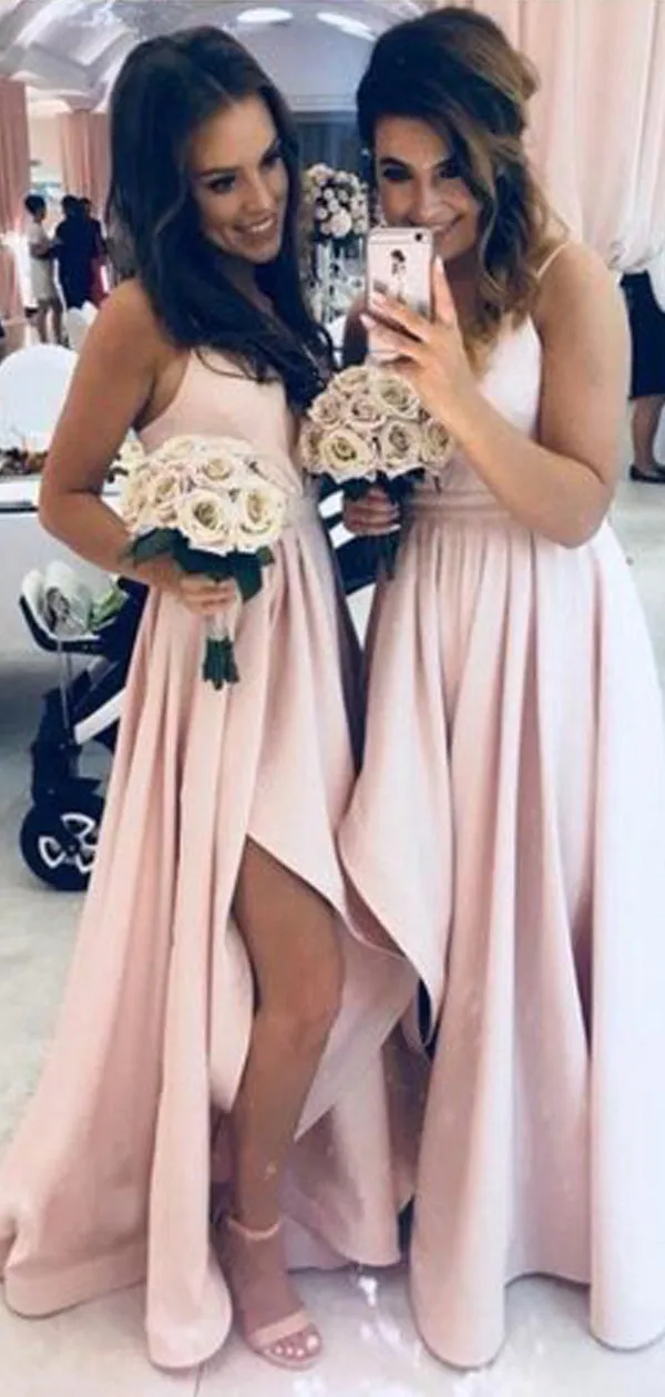 Spaghetti Straps High-Low Cheap Modest Bridesmaid Dresses,WG349