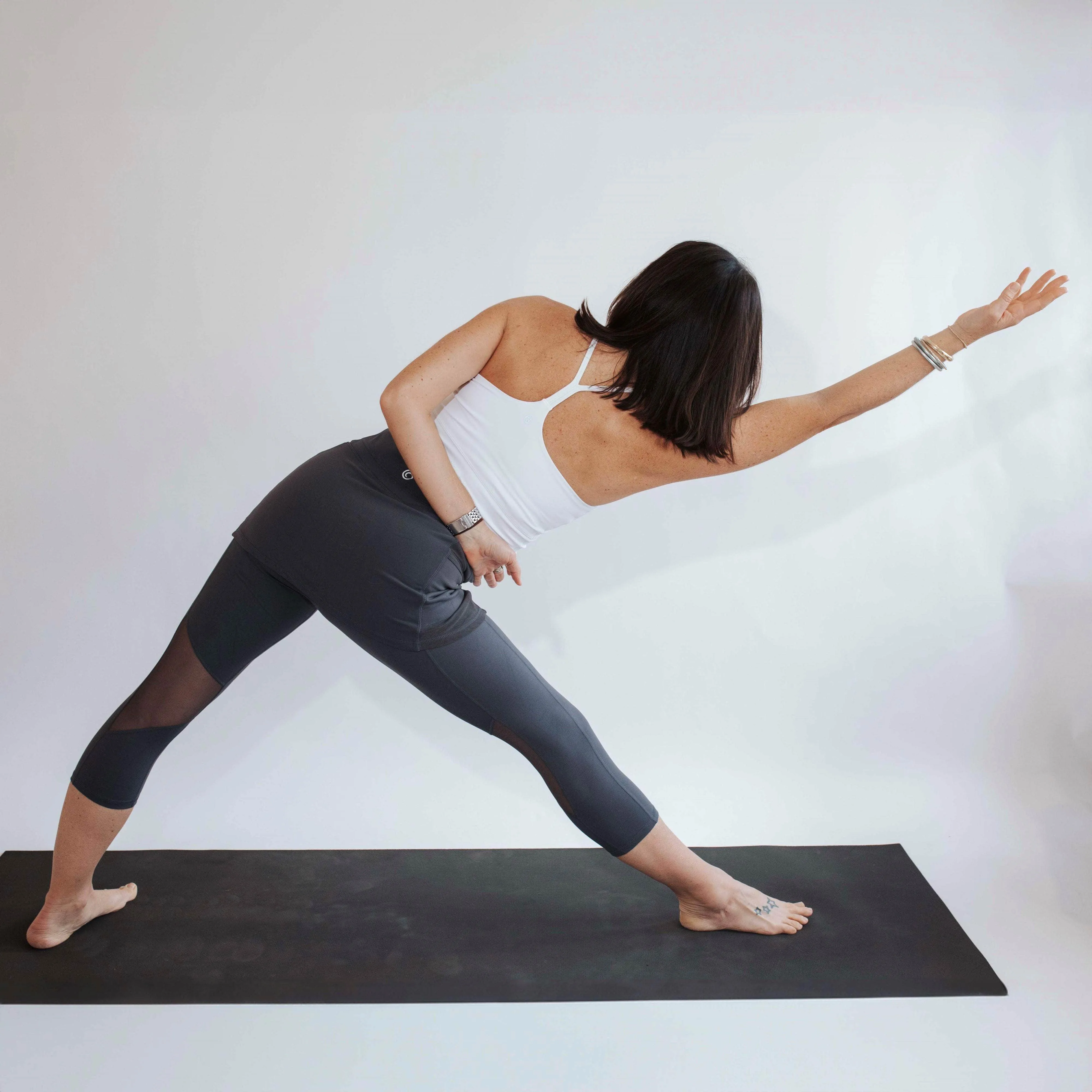 Steel Blue Mid-Calf Skirted Leggings with Pockets