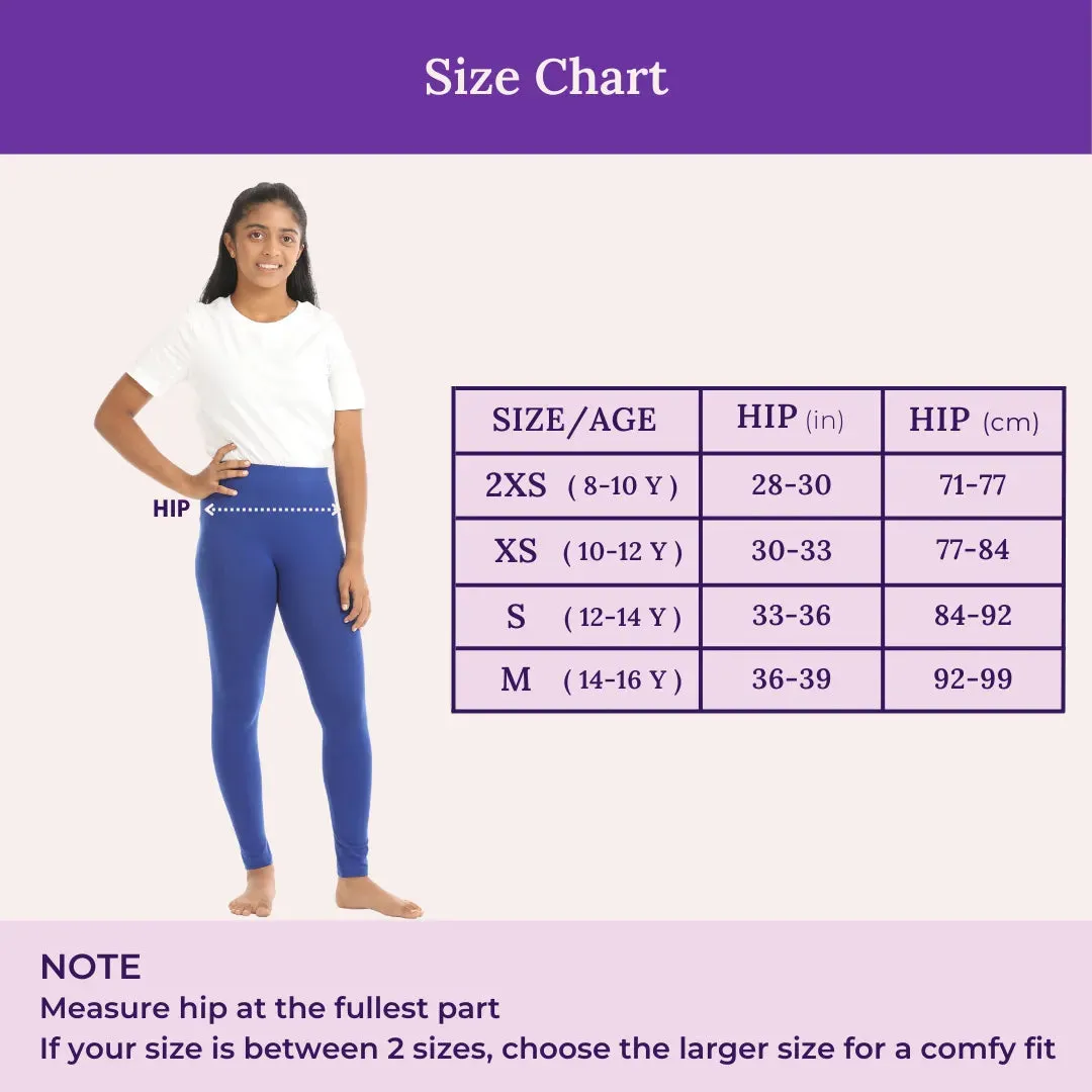 Teen Leggings | High Waist | Ankle Length | Cotton-Elastane Blend | Non-See-Through | Gusset Crotch Prevents Ripping