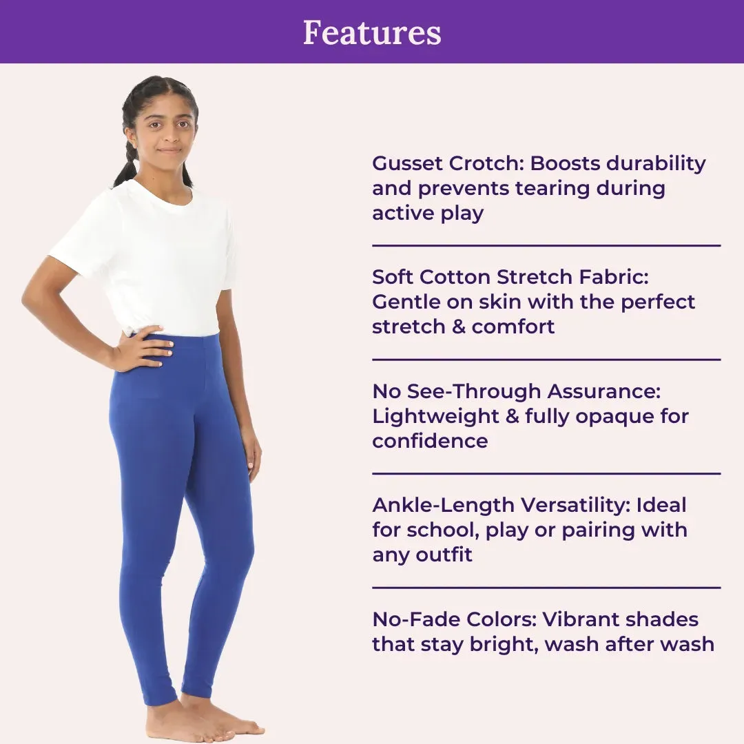 Teen Leggings | High Waist | Ankle Length | Cotton-Elastane Blend | Non-See-Through | Gusset Crotch Prevents Ripping
