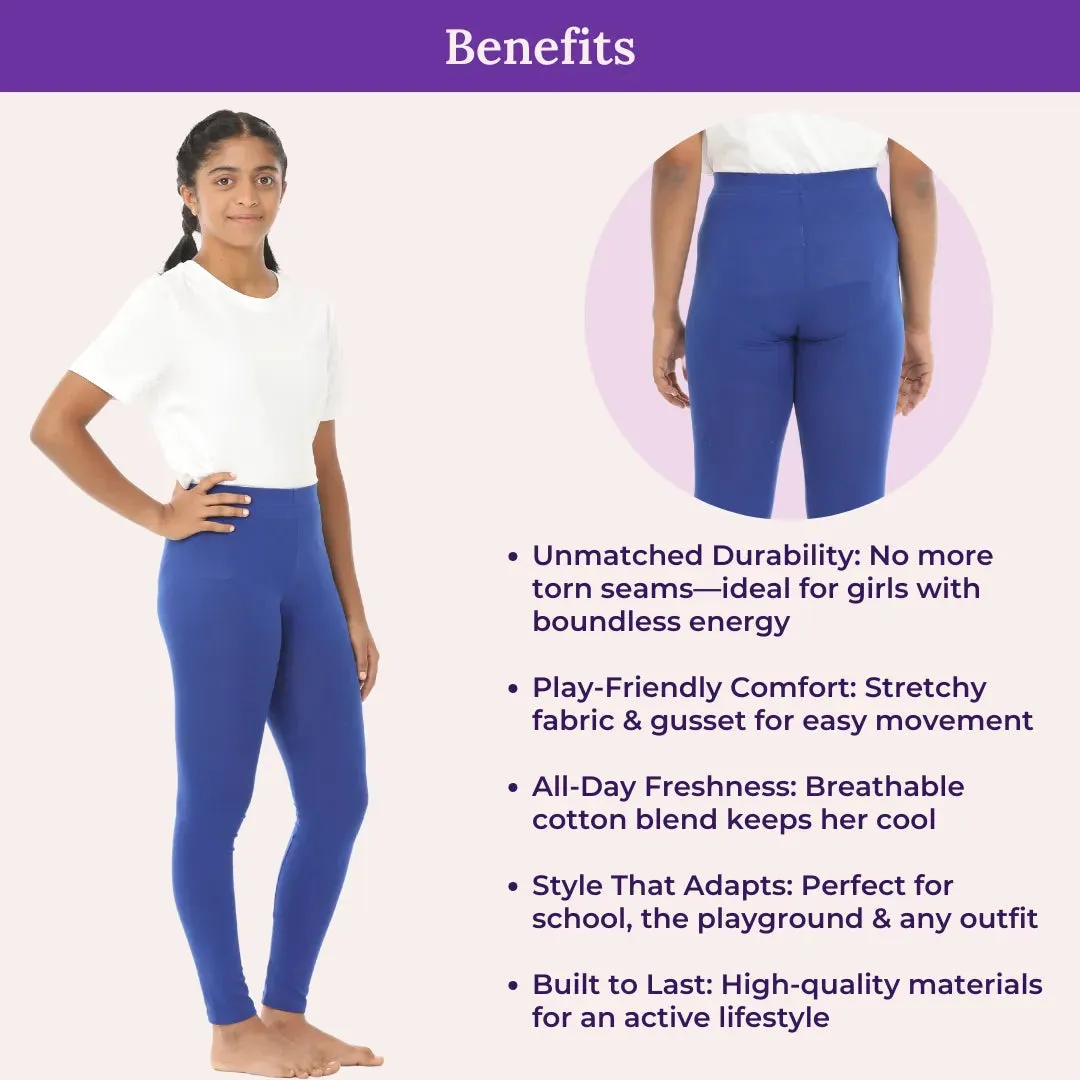 Teen Leggings | High Waist | Ankle Length | Cotton-Elastane Blend | Non-See-Through | Gusset Crotch Prevents Ripping