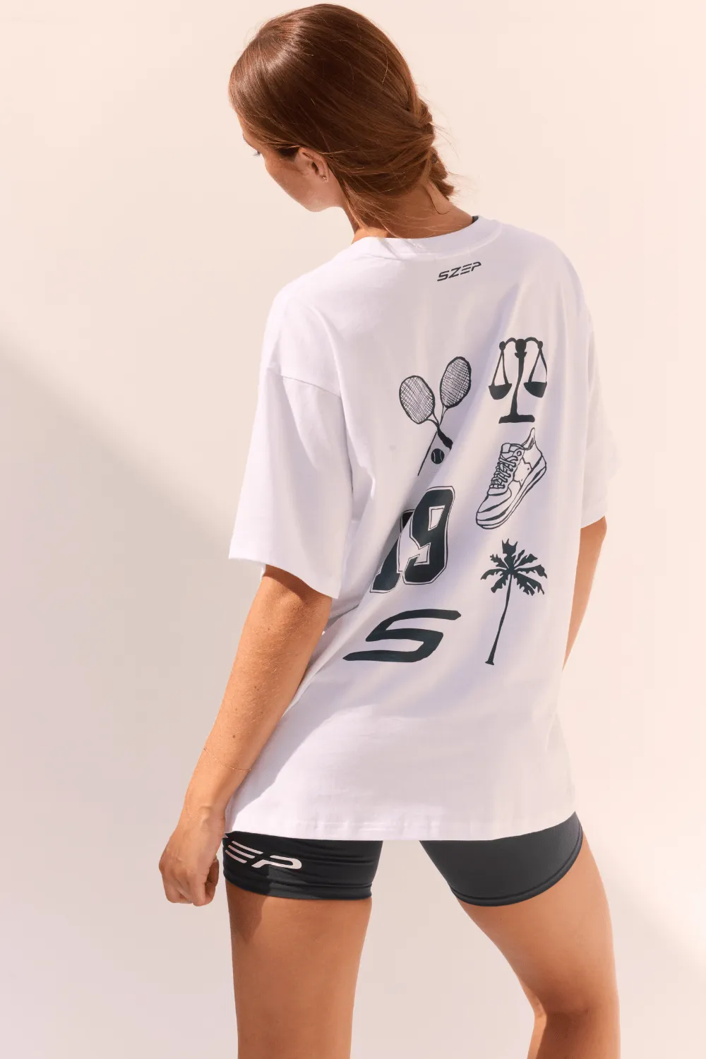 Tennis Series Oversized Tee - White/Teal
